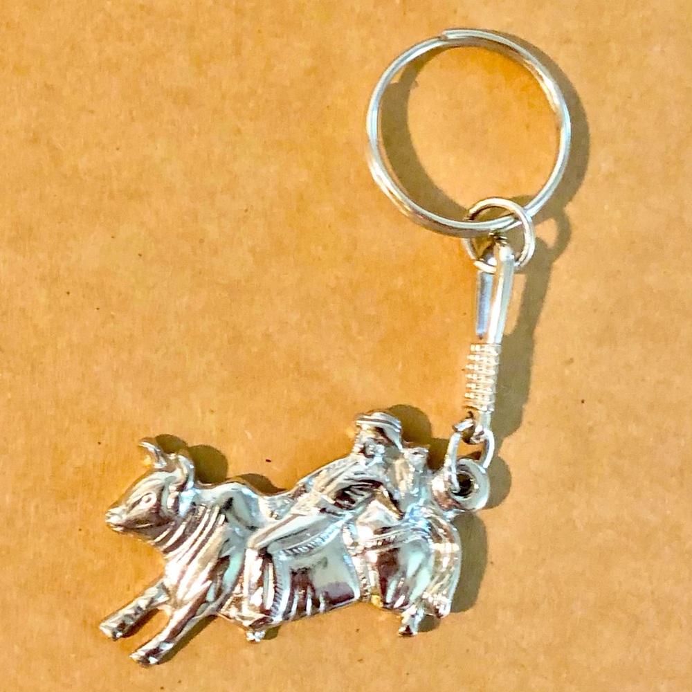 Bull Riding Keychain